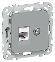 FLITE Розетка 2-местная RJ45/TV категория 5Е UTP РКТВ5е-2-0- серый (FI-AK22-1-K03)