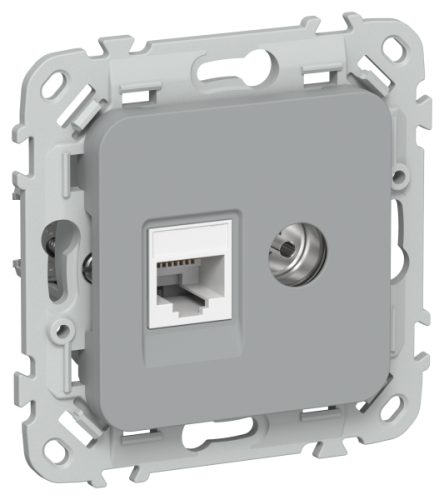 FLITE Розетка 2-местная RJ45/TV категория 5Е UTP РКТВ5е-2-0- серый (FI-AK22-1-K03)