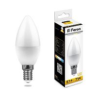 FERON Лампа светодиодная LED 7вт E14 теплый матовая свеча (LB-97) (25475)