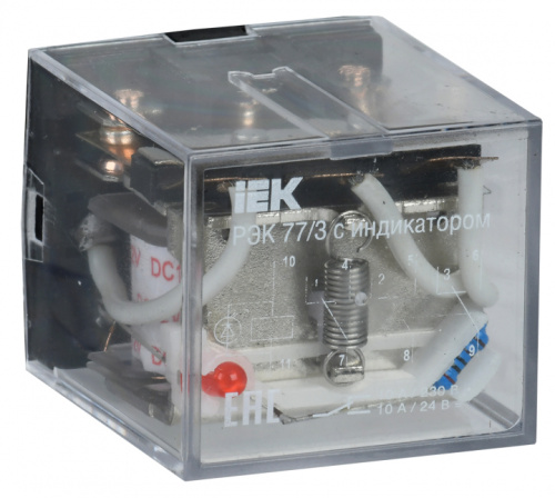 IEK Реле промежуточное 12В DC 3пк 10A РЭК77/3 c индикацией (RRP10-3-10-012D-LED)