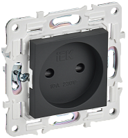 IEK SKANDY Розетка без заземления с защитными шторками 10А SK-R01G графит  (SK-R13-10-K53)