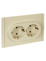 IEK FORTE&PIANO Розетка 2-местная с заземлением без защитных шторок безвинтовое крепление 16А FP424 ваниль  (FP-R21-16-1-K10)