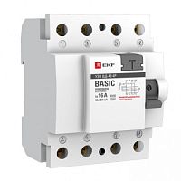 EKF Выключатель дифференциального тока  (УЗО)  4P 16А/10мА  (электромеханическое)  Basic (elcb-4-16-10-em-sim)