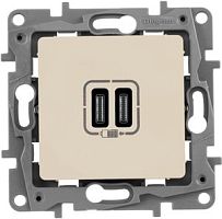 LEGRAND Зарядное устройство с двумя USB-разьемами тип C-тип С 240В/5В 3000мА - Etika - Цвет Слоновая кость (672335 )