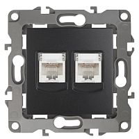 ЭРА Розетка информационная двойная 2XRJ45, , антрацит, 12-3108-05 (Б0014733)