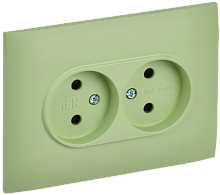 IEK SKANDY Розетка 2-местная без заземления с защитными шторками 10А в сборе SK-R09G мятный  (SK-R23-10-K06-F)