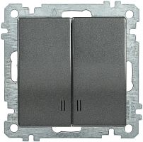 IEK ВС10-2-1-Б Выключатель двухклавишный с индикацией 10А BOLERO антрацит IEK  (EVB21-K95-10)