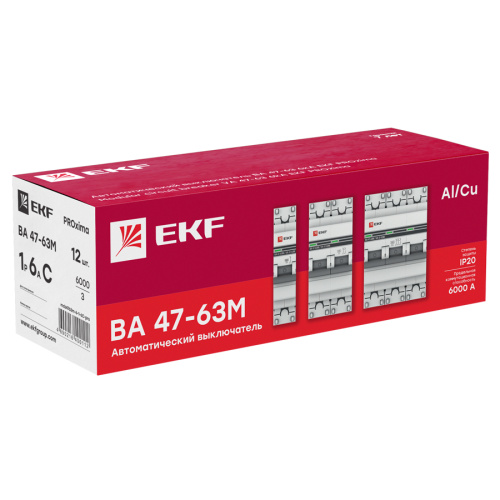 EKF Автоматический выключатель 1P 6А (C) 6кА ВА 47-63M c электромагнитным расцепителем PROxima (mcb4763m-6-1-6C-pro) фото 2