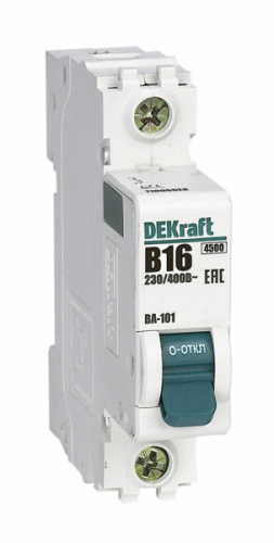 DEKRAFT Выключатель автоматический однополюсный 16А В ВА-101 4.5кА  (11006DEK)