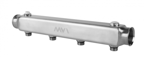 MVI Коллектор нержавеющая сталь 1'1/4 х 4 выхода 1/2' НР межосевое 100 мм (ML.404.07)