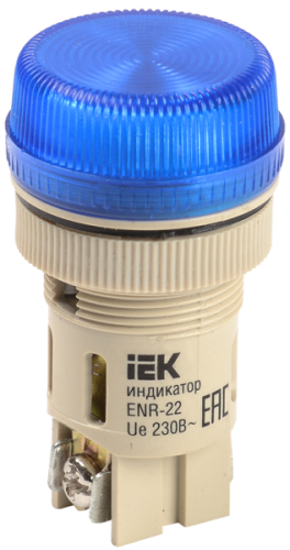 IEK Лампа ENR-22 сигнальная синяя с подсветкой неон 240В (BLS40-ENR-K07)