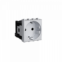 DKC Avanti Розетка модульная 2P+E с з/ш Закаленная сталь 2 модуля (4404002)