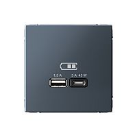 Systeme Electric ARTGALLERY USB Розетка A + тип-C 45Вт высокоскор.заряд. QC, PD, механизм, грифель (GAL000729)