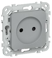 FLITE Розетка без заземления с защитными шторками безвинтовое крепление 10А  серый (FI-R13-10-1-K03)