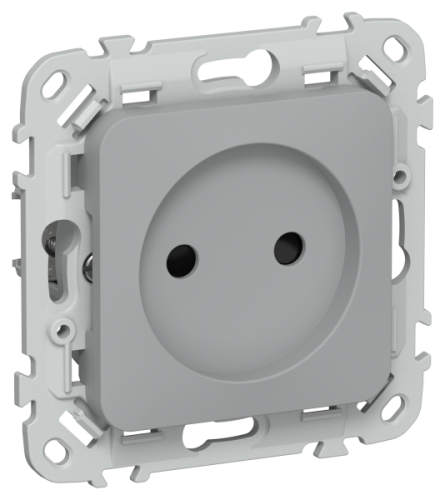 FLITE Розетка без заземления с защитными шторками безвинтовое крепление 10А  серый (FI-R13-10-1-K03)