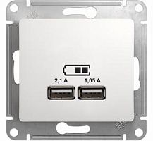 SCHNEIDER ELECTRIC Розетка GLOSSA USB 5В/2100мА 2х5В/1050мА механизм белый (GSL000133)