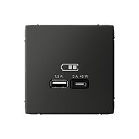 Systeme Electric ARTGALLERY USB Розетка A + тип-C 45Вт высокоскор.заряд. QC, PD, механизм, базальт (GAL001429)