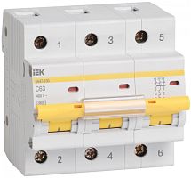 IEK Выключатель автоматический трехполюсный 63А С ВА47-100 10кА (MVA40-3-063-C)