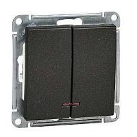 SCHNEIDER ELECTRIC W59 Выключатель двухклавишный с подсв. 10АХ, механизм, черный бархат (VS510-251-6-86)
