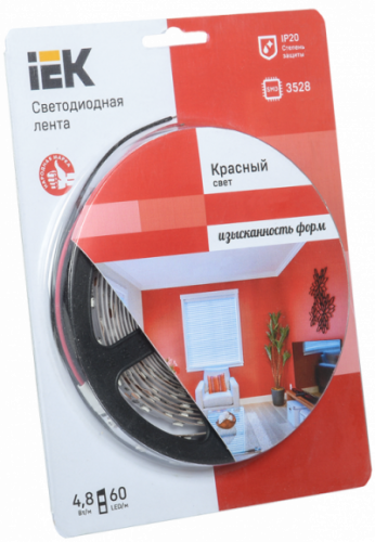 IEK Лента светодиодная LEDх60/м 5м 4.8w/m 12в красный eco (LSR1-6-060-20-1-05)