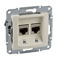 SCHNEIDER ELECTRIC Sedna Розетка компьютерная RJ45х2 категория 5e в рамку бежевая (SDN4400147)