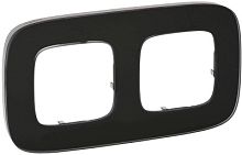 LEGRAND Valena ALLURE Рамка 2 поста черное стекло универсальная (755532 )