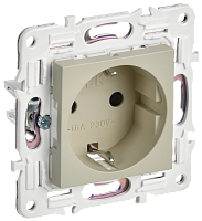 IEK SKANDY Розетка с заземлением с защитными шторками 16А SK-R04B бежевый  (SK-R14-16-K10)