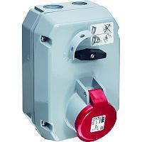 ABB Розетка с выключателем и блокировкой в металлическом боксе 16A 3P+E IP44 250В 9 часов  (316 MM9)  (2CMA167977R1000)