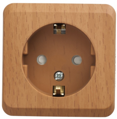 SCHNEIDER ELECTRIC ЭТЮД Розетка наружная с заземлением со шторками бук (PA16-004T)