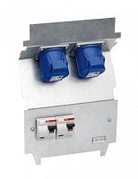 ABB Панель монтажная 2xCEE 2P+E/2хВА 6А/ВДТ 30мА клемма заземления CWB1-C6A оцинкованная сталь (2CMA177239R1000)