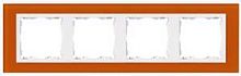 SIMON Рамка на 4 поста, S82N, оранжевый - белый (стекло) (82647-65)