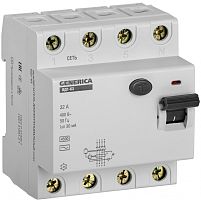 IEK Выключатель дифференциального тока (УЗО) ВД1-63 4Р 32А 30мА GENERICA (MDV15-4-032-030)