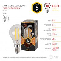 ЭРА Лампа светодиодная филаментная F-LED P45-5W-827-E14  (филамент, шар, 5Вт, тепл, E14  (25/50/3000)  (Б0019006)