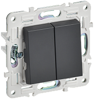 IEK SKANDY Выключатель 2-клавишный перекрестный 10А SK-V06T титан  (SK-V23-0-10-K48)