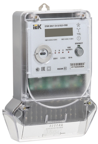 IEK Счетчик электроэнергии трехфазный, мн.тариф. STAR 304/1 С4-5(10)Э 4ТИО