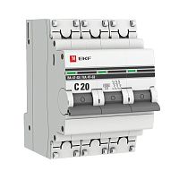 EKF Выключатель автоматический трехполюсный 20А C ВА 47-63 6кА PROxima (mcb4763-6-3-20C-pro)