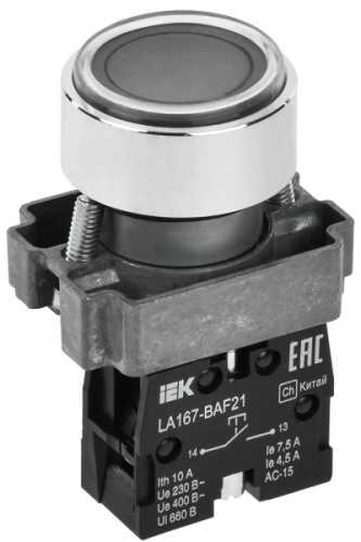 IEK Кнопка LA167-BAF21 d=22мм 1з черная (BBT20-BAF21-1-22-67-K02)