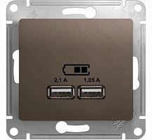 SCHNEIDER ELECTRIC GLOSSA Розетка USB 5В/2100мА мех. шоколад (GSL000833)