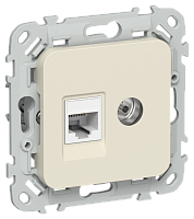 FLITE Розетка 2-местная RJ45/TV категория 5Е UTP сливочный (FI-AK22-1-K86)