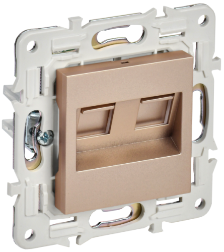 IEK SKANDY Розетка компьютерная двойная RJ45 кат.6 SK-K04Sa песочный  (SK-K20-2-K98)