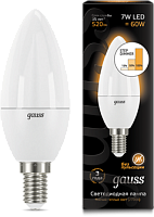 GAUSS Лампа светодиодная LED 7вт, 230в, Е14, теплый, step dim, свеча  (103101107-S)