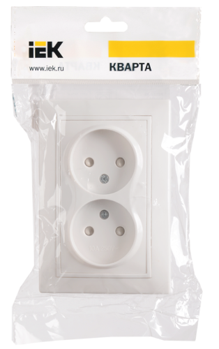 IEK КВАРТА Розетка двойная без заземления сошторками 10А белый (ERK20-K01-10-DM) фото 2