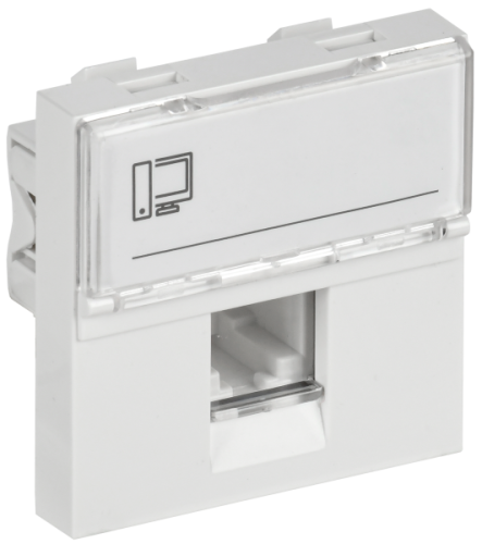 IEK PRIMER РКИ-20-00-П-6 Розетка компьютерная RJ45 UTP кат.6 (2 модуля) белая  (PR-KK40D-RI-0-2-1C06U-K01)