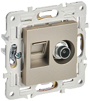 IEK SKANDY Розетка двойная TV+RJ45 кат.5E SK-A14Sh шампань  (SK-AK20-1-K37)