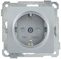 IEK РС14-1-0-Б Розетка с заземляющим контактом с защитной шторкой 16А BOLERO серебряный IEK  (ERB14-K23-16)