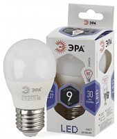 ЭРА Лампа светодиодная LED P45-9W-860-E27  (диод, шар, 9Вт, хол, E27  (10/100/3000)  (Б0031412)