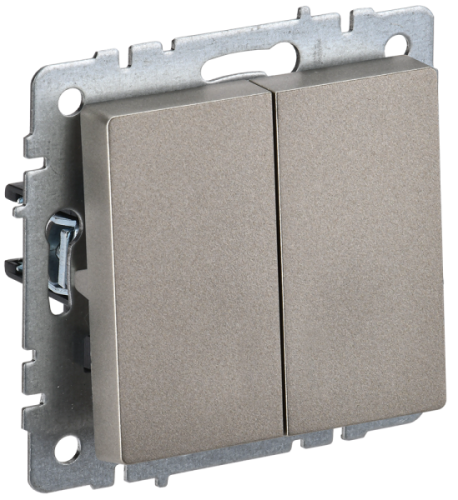 BRITE Выключатель двухклавишный проходной 10А ВС10-2-6-БрШ шампань (BR-V22-0-10-K37)