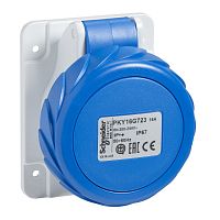 SCHNEIDER ELECTRIC Розетка скрытая прямая 32А 2P+E IP67 220В быстрозажимные клеммы (PKY32G723)