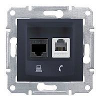 SCHNEIDER ELECTRIC Sedna Розетка телефонкомпьютер графит (SDN5100170)