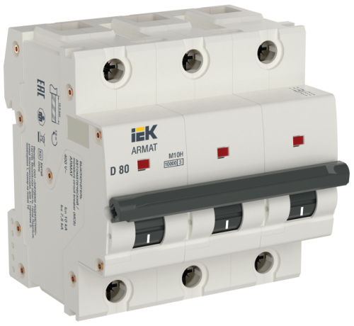 IEK ARMAT Автоматический выключатель M10H 3P D 80A  (AR-M10H-3-D080)